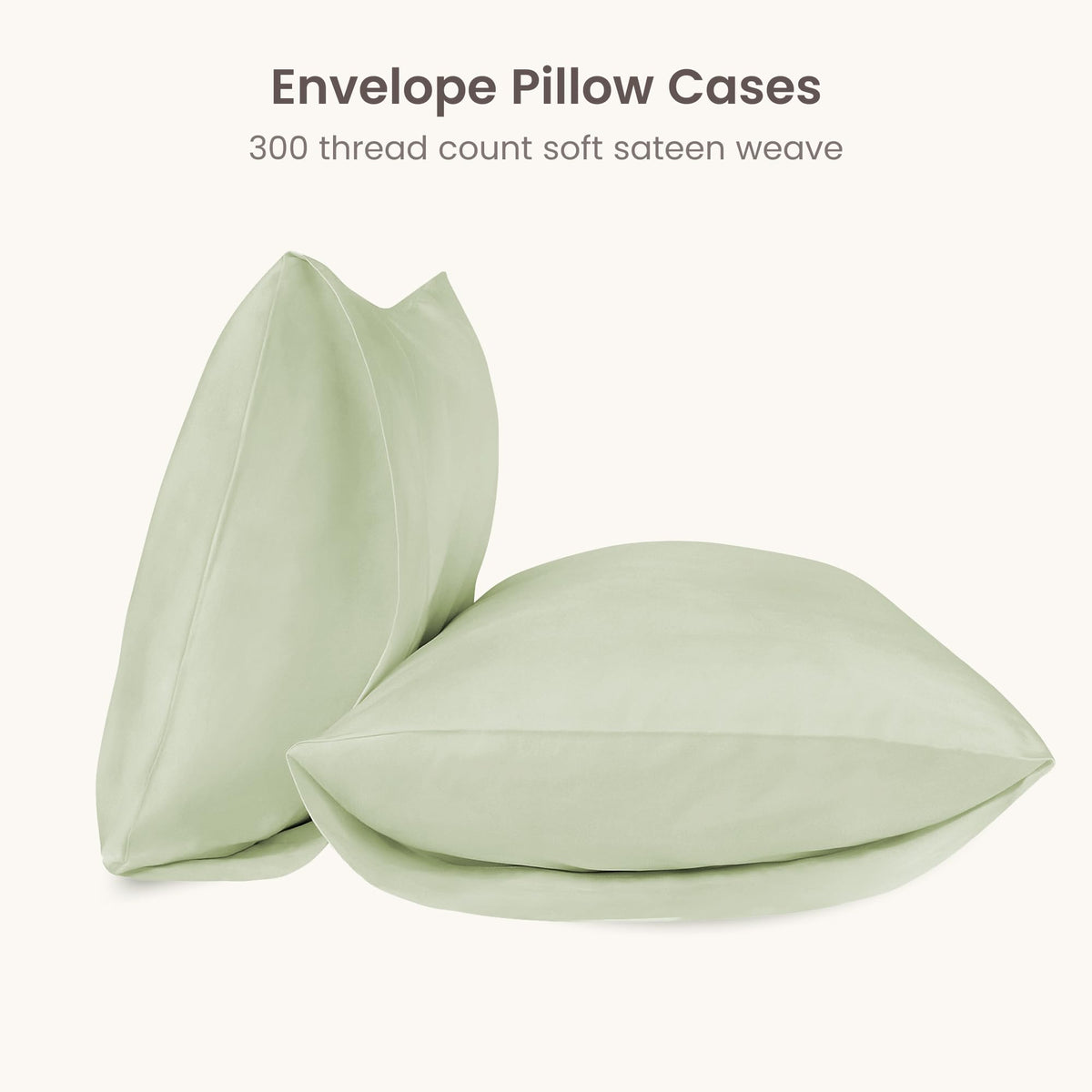 BIOWEAVES 100% Organic Cotton Pillow Cases 300 Thread Count Soft Sateen Weave GOTS Certified – Standard/Queen Size, Set of 2, Natural