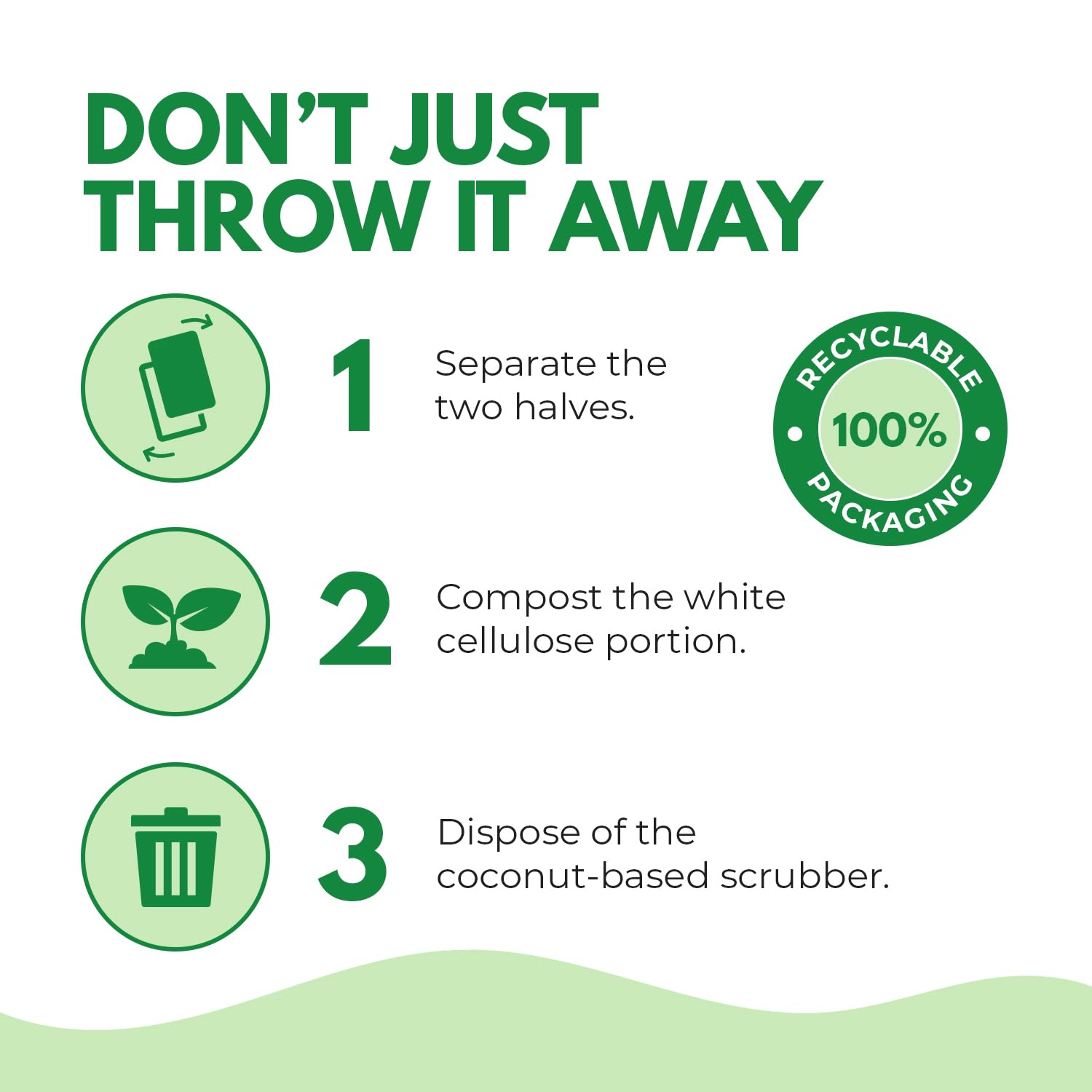 AIRNEX Biodegradable Natural Kitchen Sponge - Compostable Cellulose and Coconut Walnut Scrubber Sponge (12 Pack)