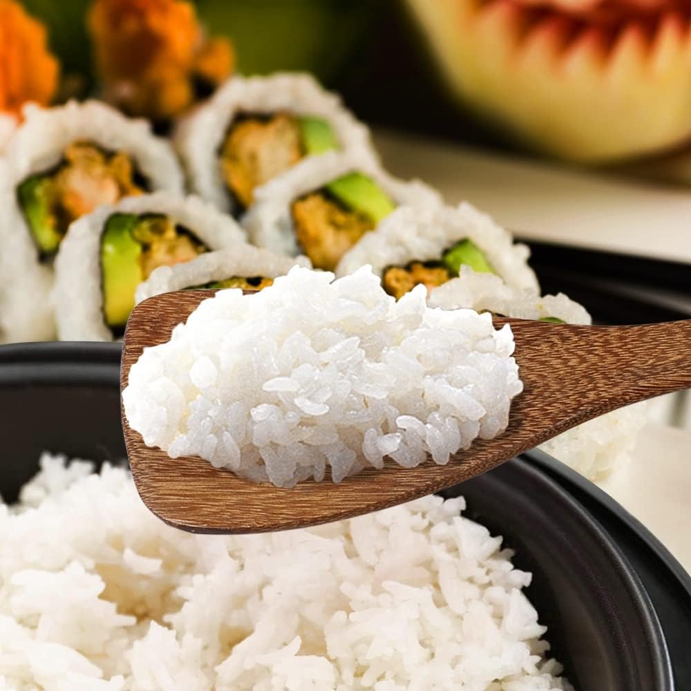 PAMISO 2 PCS Rice Paddle, 8 Inch Natural Wood Rice Spoon Paddle Kitchen Spatula Potato Server