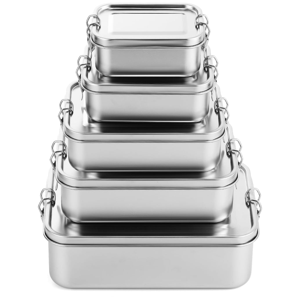 Umigy 4 Pcs Stainless Steel Food Containers Metal Bento Lunch Box Stainless Steel Food Storage Containers, Lockable Clips to Leak Proof, Reusable Dishwasher Snack Boxes for Work (550ml)