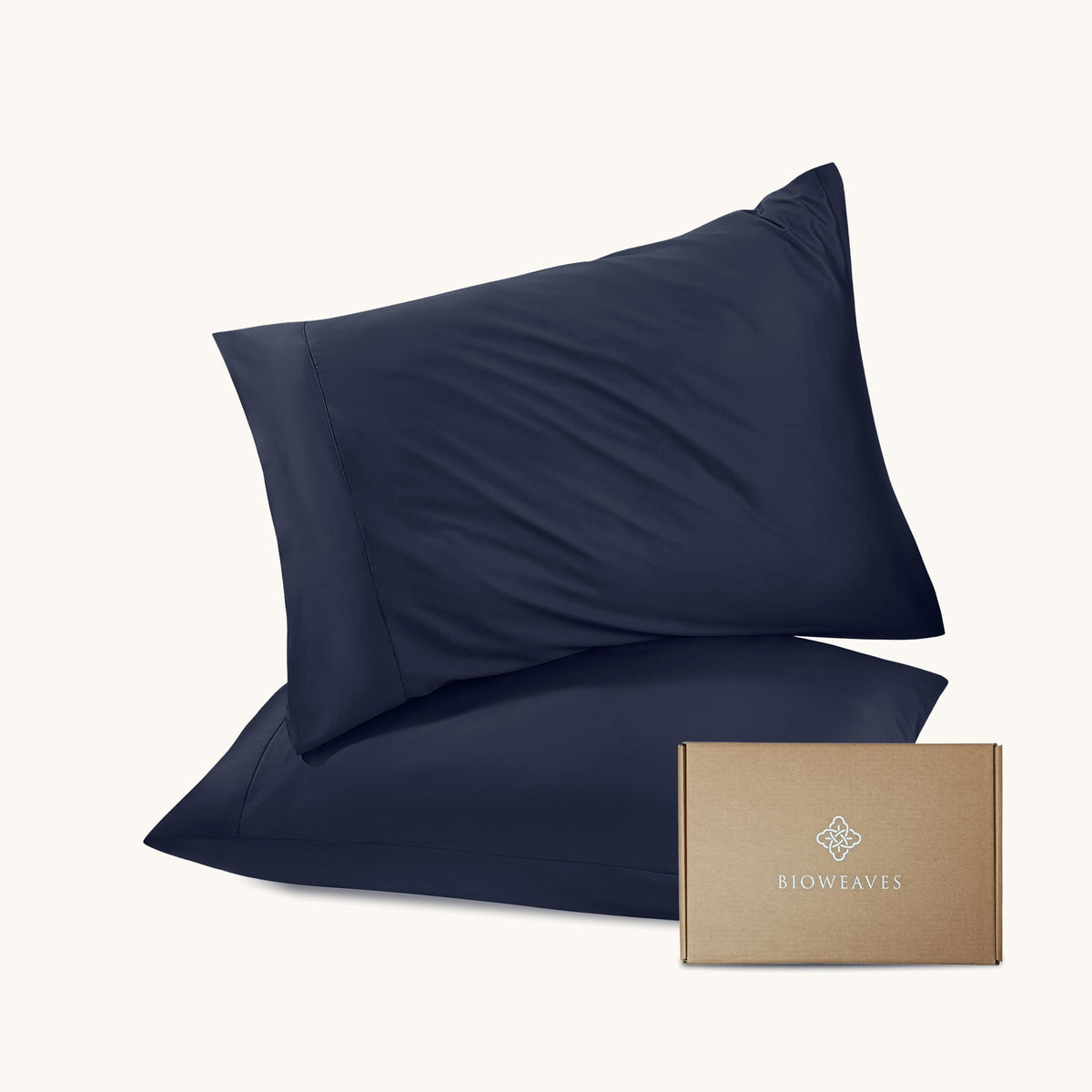 BIOWEAVES 100% Organic Cotton Pillow Cases 300 Thread Count Soft Sateen Weave GOTS Certified – Standard/Queen Size, Set of 2, Natural