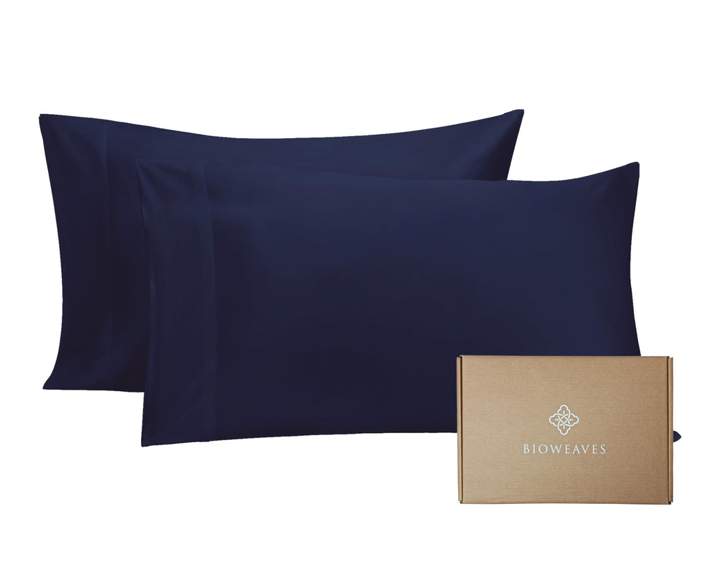 BIOWEAVES 100% Organic Cotton Pillow Cases 300 Thread Count Soft Sateen Weave GOTS Certified – Standard/Queen Size, Set of 2, Natural
