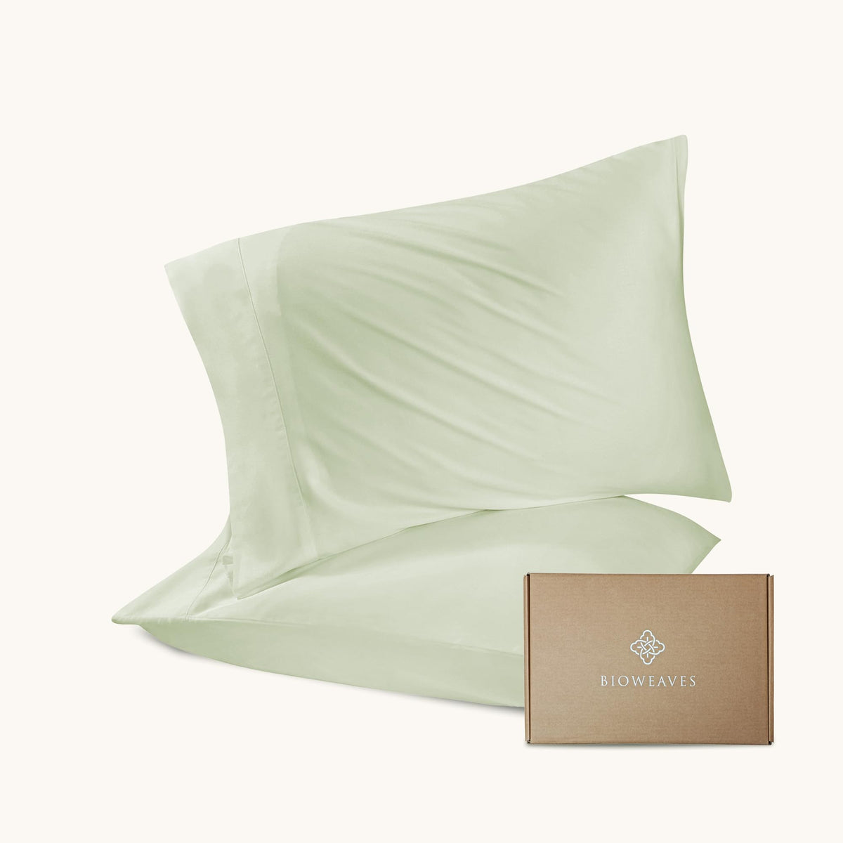 BIOWEAVES 100% Organic Cotton Pillow Cases 300 Thread Count Soft Sateen Weave GOTS Certified – Standard/Queen Size, Set of 2, Natural