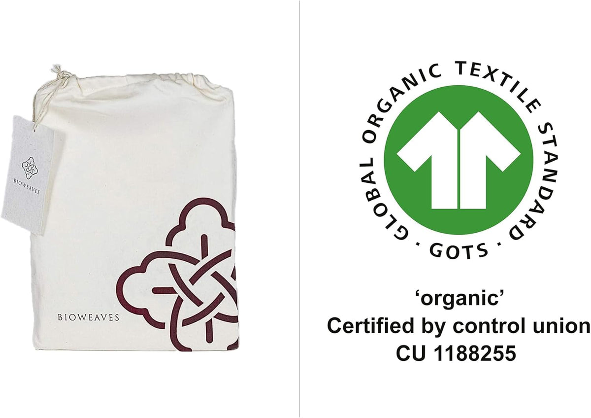 BIOWEAVES 100% Organic Cotton Pillow Cases 300 Thread Count Soft Sateen Weave GOTS Certified – Standard/Queen Size, Set of 2, Natural