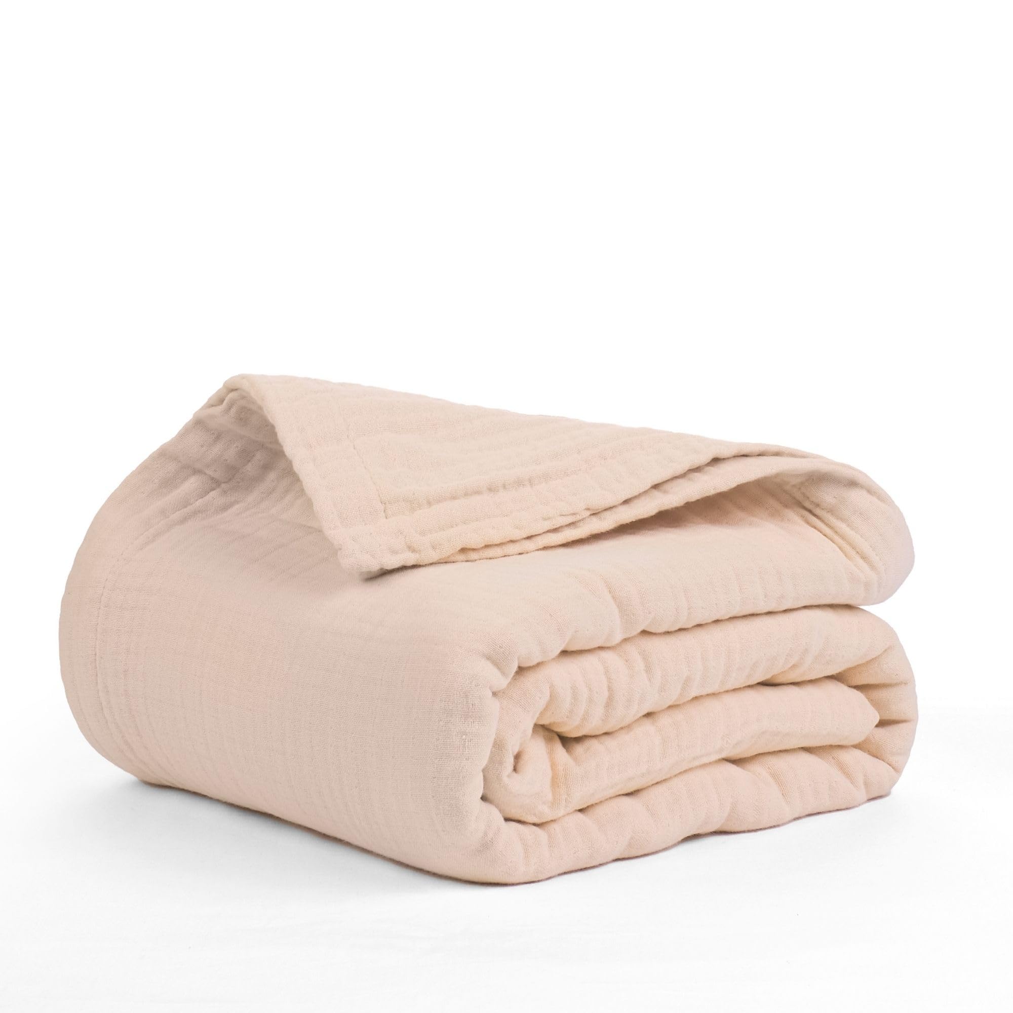 Salt Earth 100% Cotton Muslin Blanket, Gauze Blanket 55"X75" Twin, 6 Layered for Couch, Bed, Living Room, Home, Lightweight & All Season Blankets & Throws, Easy wash, Skin Friendly (Dress Blue/Print)