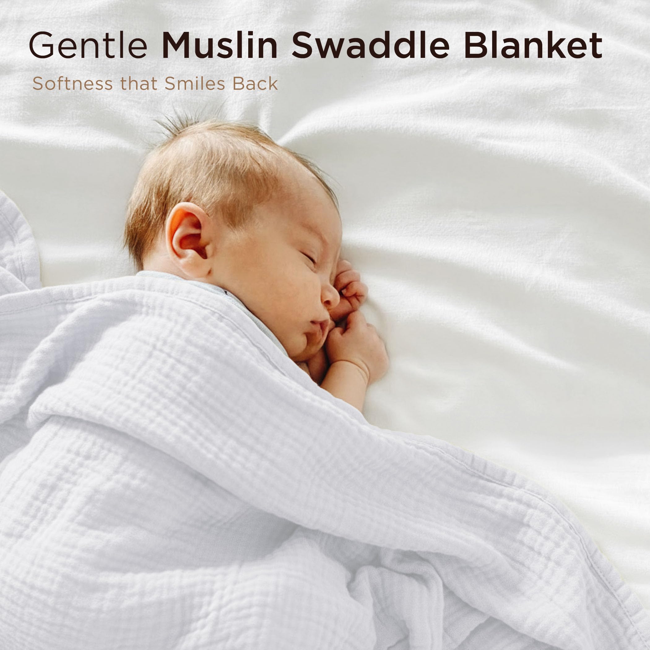 Threadmill Muslin Throw Blanket | 4 Layer 100% Cotton Gauze | Lightweight, Breathable, and Soft All Season Blanket | 50 x 65 Cozy Throw for Sofa, Couch & Bed | Beige