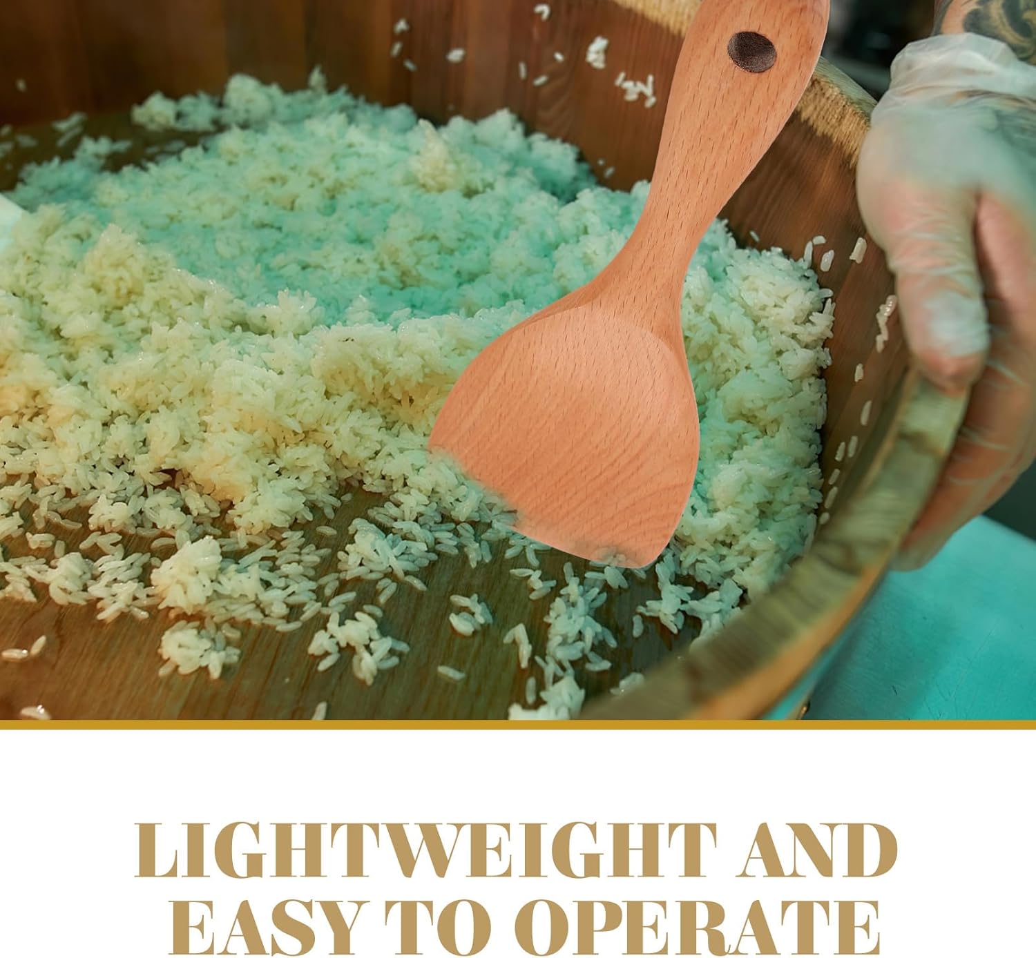 UPKOCH 8.3" Beechwood Rice Paddle - Japanese-Style Non-Scratch Spoon for Rice Cooker & Curry Stirring, Natural Wooden Utensil with Ergonomic Handle