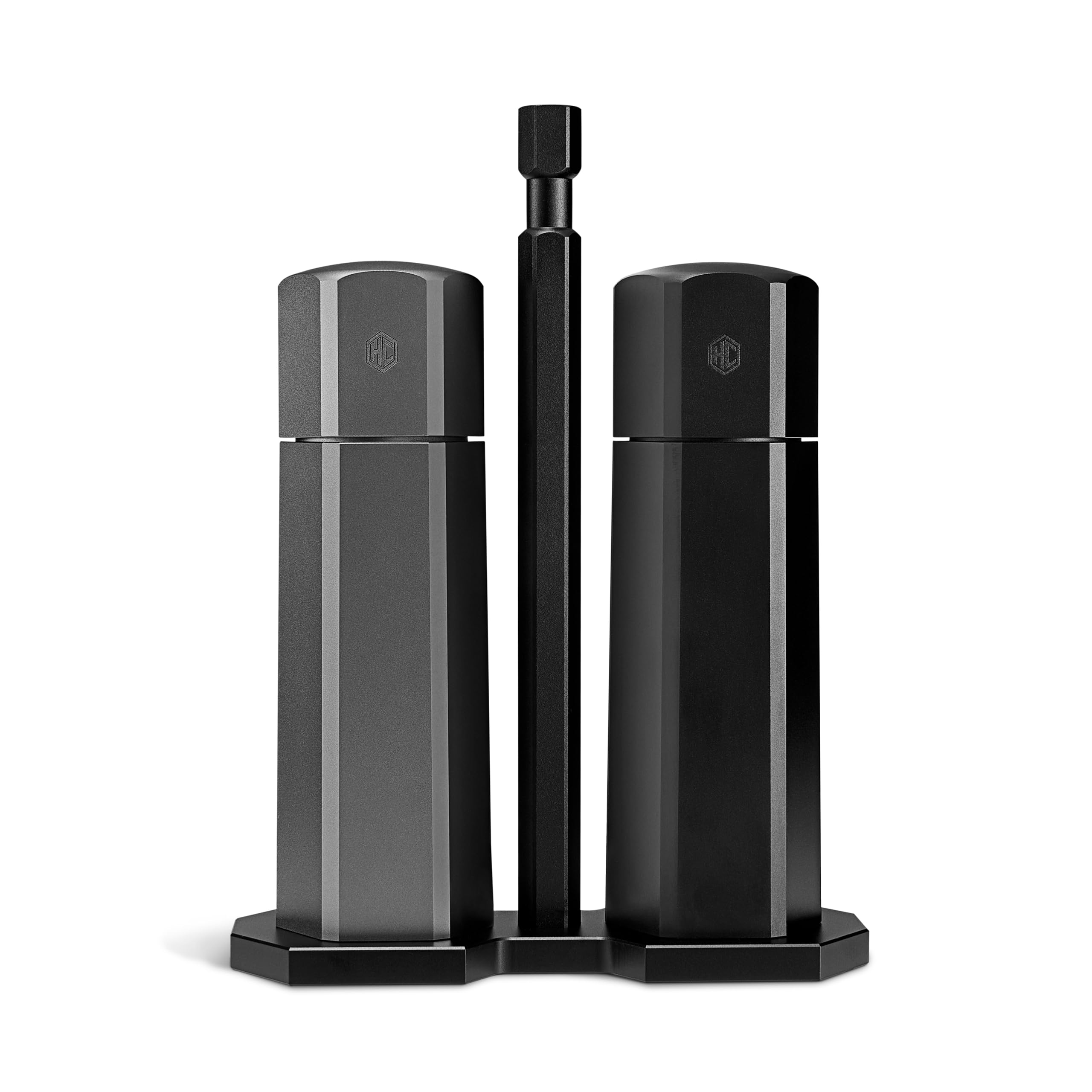 HexClad Salt and Pepper Mill Set with Adjustable Professional Grinders and No-Mess Caps