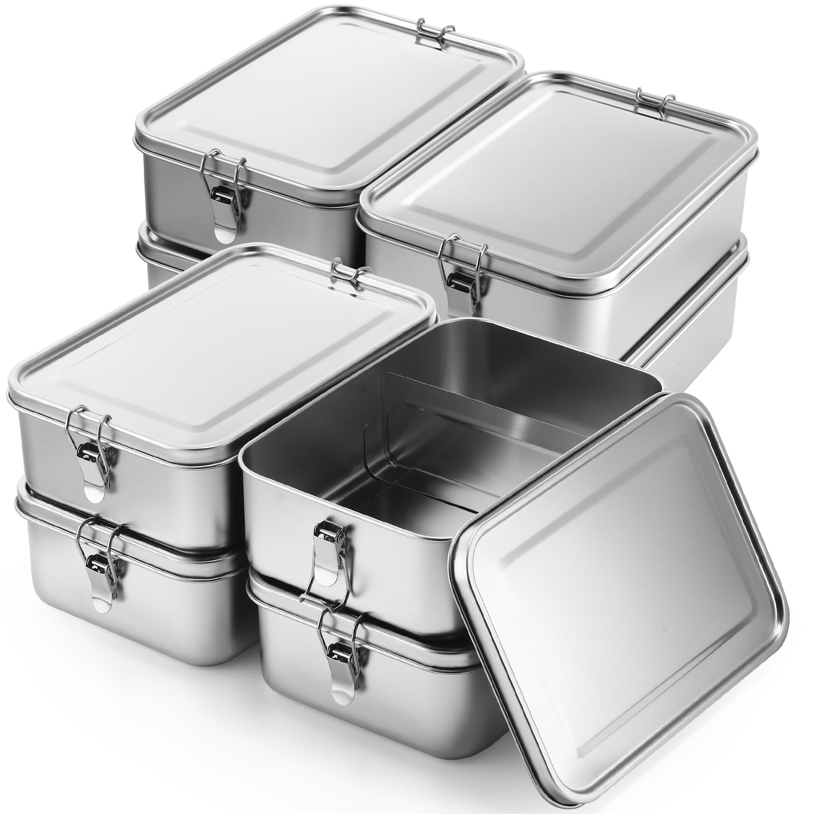 Umigy 4 Pcs Stainless Steel Food Containers Metal Bento Lunch Box Stainless Steel Food Storage Containers, Lockable Clips to Leak Proof, Reusable Dishwasher Snack Boxes for Work (550ml)