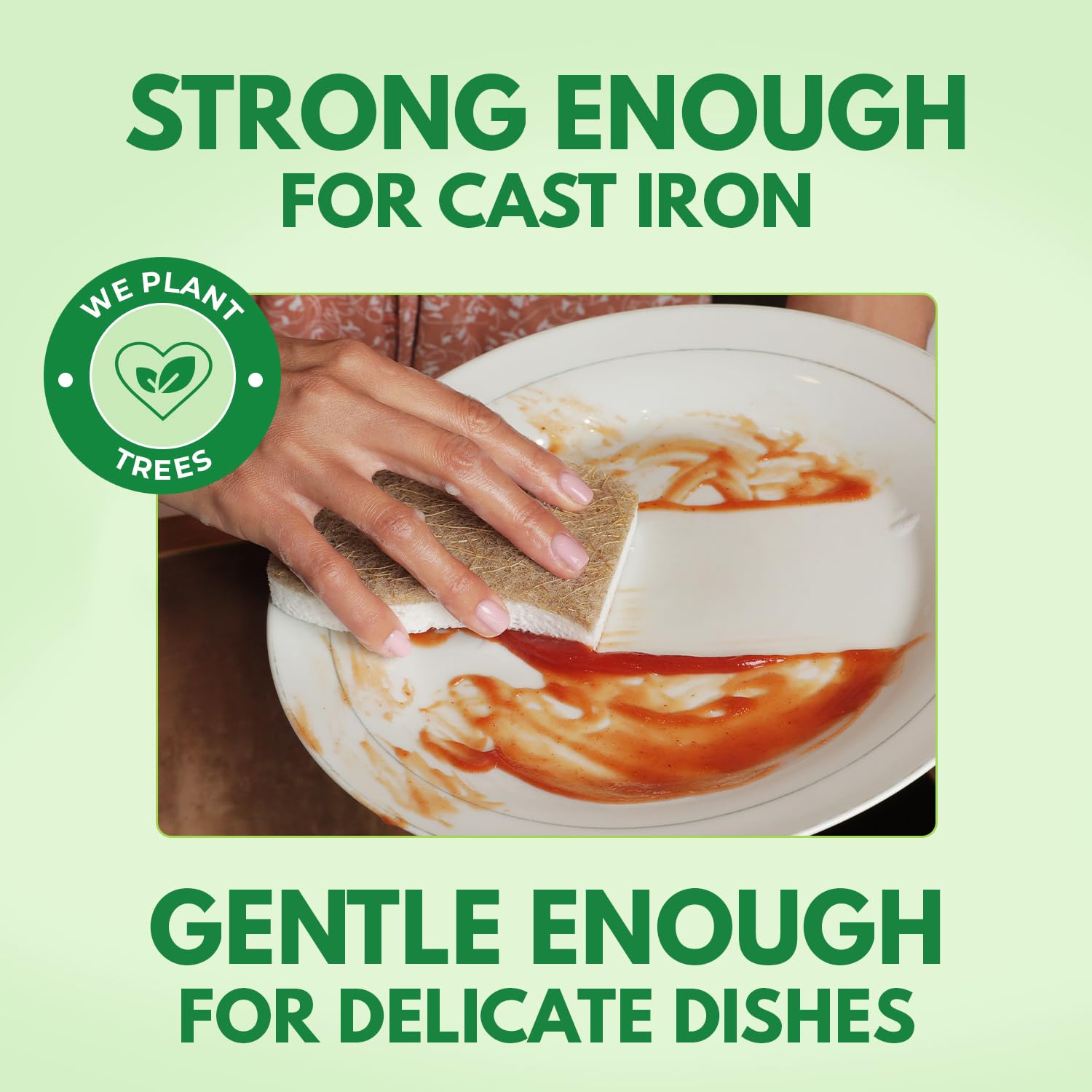 AIRNEX Biodegradable Natural Kitchen Sponge - Compostable Cellulose and Coconut Walnut Scrubber Sponge (12 Pack)