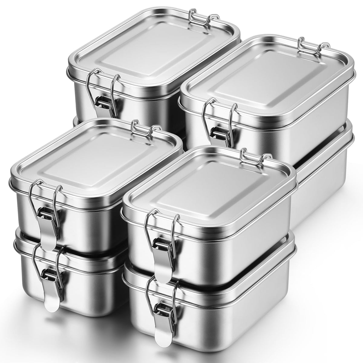 Umigy 4 Pcs Stainless Steel Food Containers Metal Bento Lunch Box Stainless Steel Food Storage Containers, Lockable Clips to Leak Proof, Reusable Dishwasher Snack Boxes for Work (550ml)