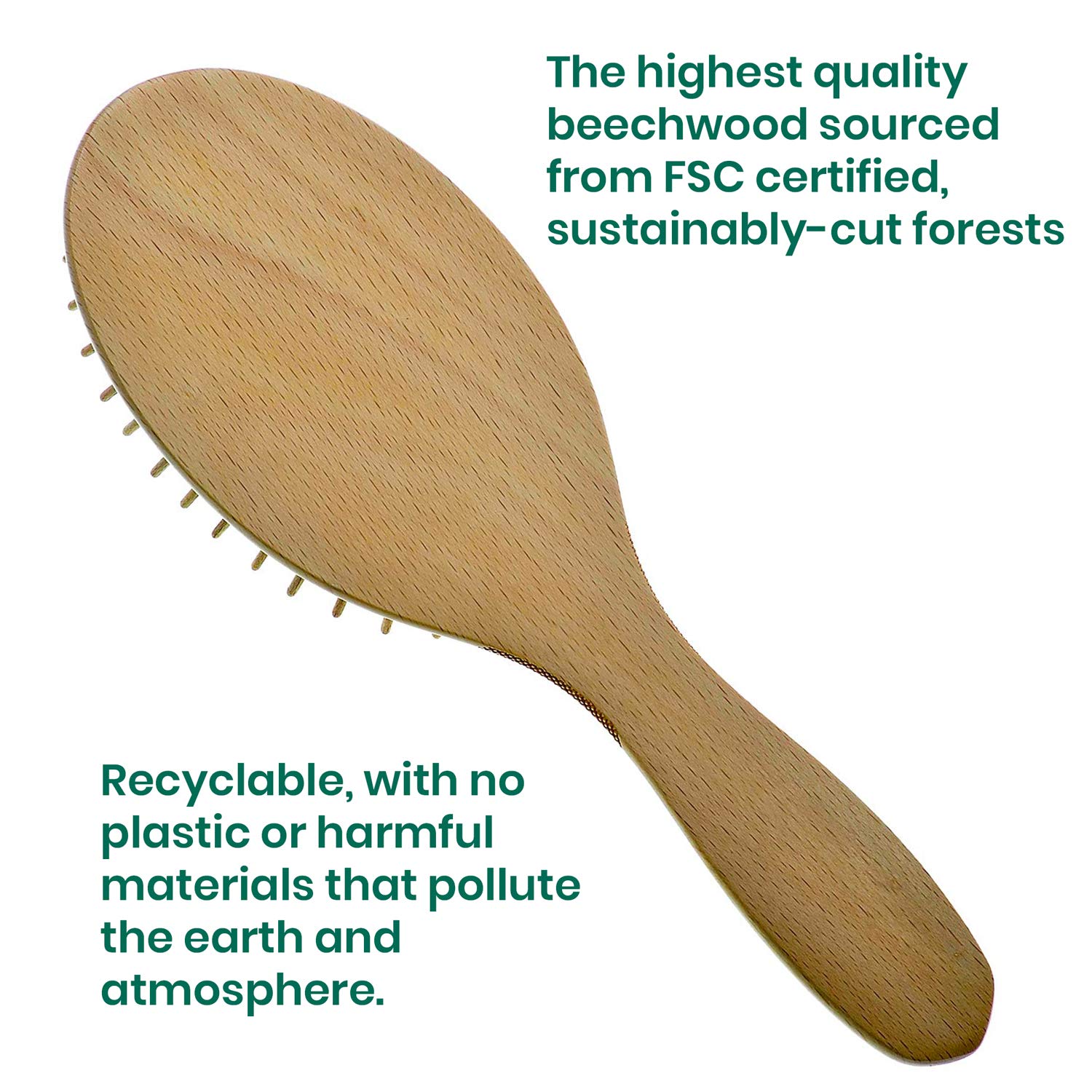Giorgio Eco Friendly Wooden Bristle Hairbrush - Large Detangling Brush and Hair Growth Brush for Thick or Long Hair - Oval Paddle Hair Brush Made with Anti Static Beechwood, Silicone Massage Cushion
