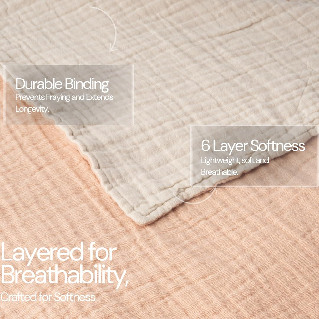 Salt Earth 100% Cotton Muslin Blanket, Gauze Blanket 55"X75" Twin, 6 Layered for Couch, Bed, Living Room, Home, Lightweight & All Season Blankets & Throws, Easy wash, Skin Friendly (Dress Blue/Print)