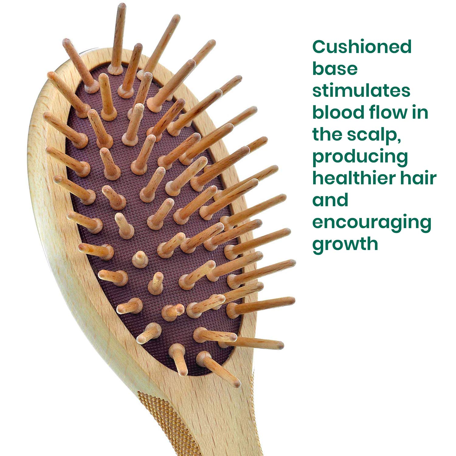 Giorgio Eco Friendly Wooden Bristle Hairbrush - Large Detangling Brush and Hair Growth Brush for Thick or Long Hair - Oval Paddle Hair Brush Made with Anti Static Beechwood, Silicone Massage Cushion