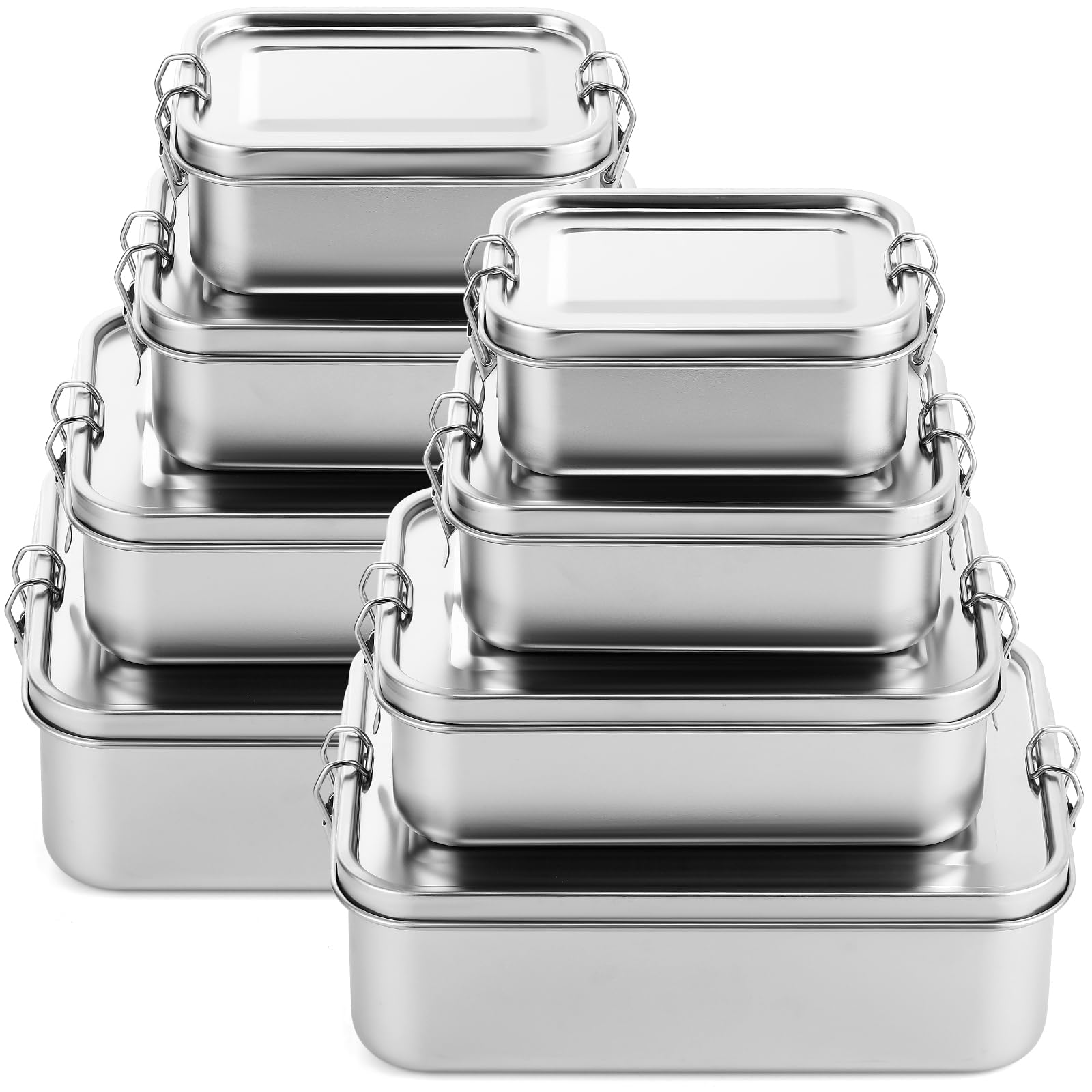 Umigy 4 Pcs Stainless Steel Food Containers Metal Bento Lunch Box Stainless Steel Food Storage Containers, Lockable Clips to Leak Proof, Reusable Dishwasher Snack Boxes for Work (550ml)