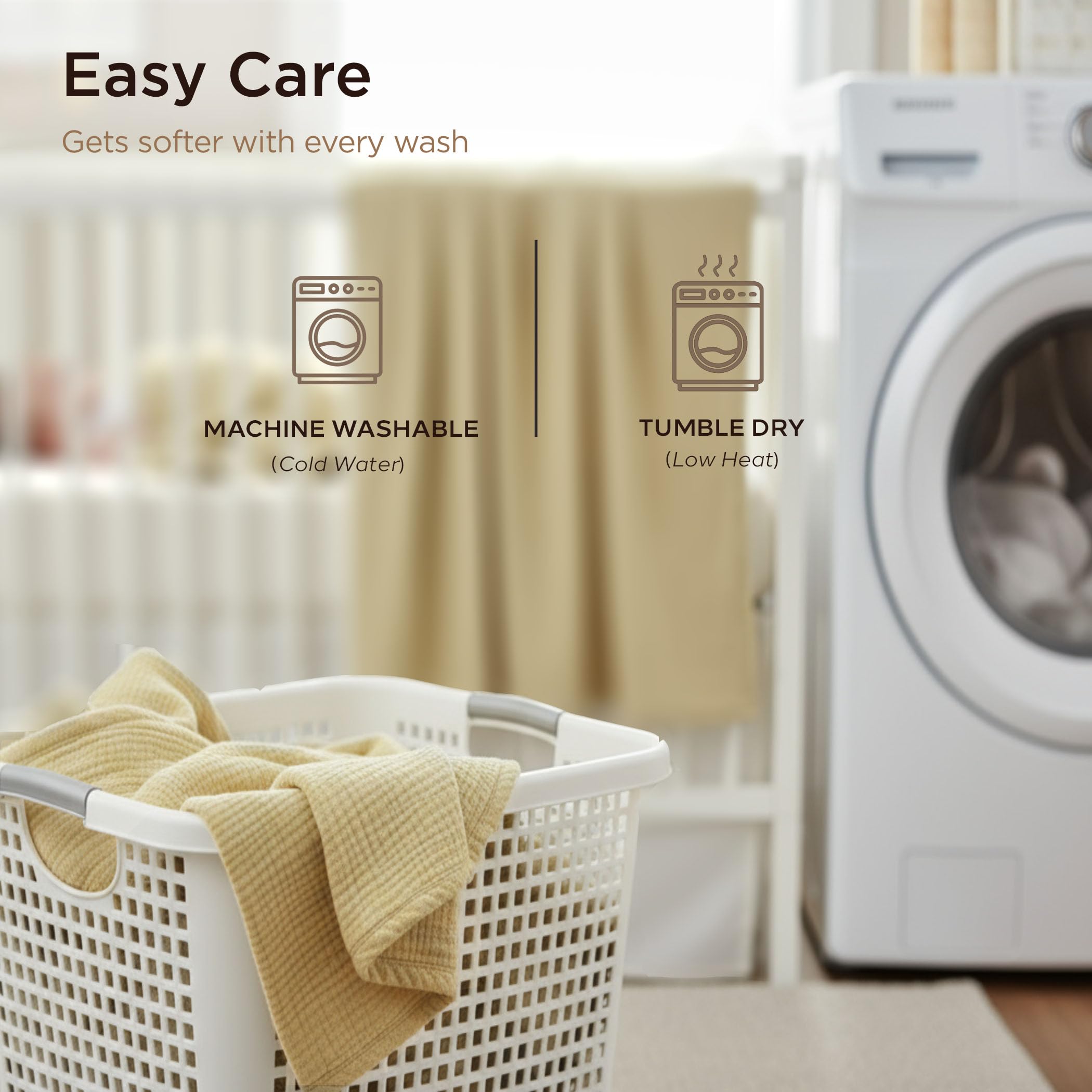 Threadmill Muslin Throw Blanket | 4 Layer 100% Cotton Gauze | Lightweight, Breathable, and Soft All Season Blanket | 50 x 65 Cozy Throw for Sofa, Couch & Bed | Beige