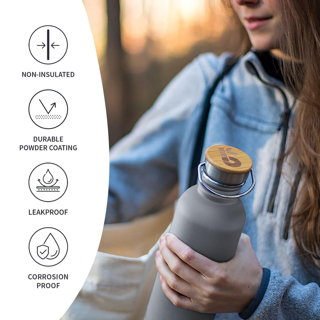 Bambaw Stainless Steel Water Bottles 32 oz, Non-insulated Single Wall Metal Water Bottle Stainless Steel, Reusable & Eco Friendly, Dishwasher Safe – Silver | Non-insulated
