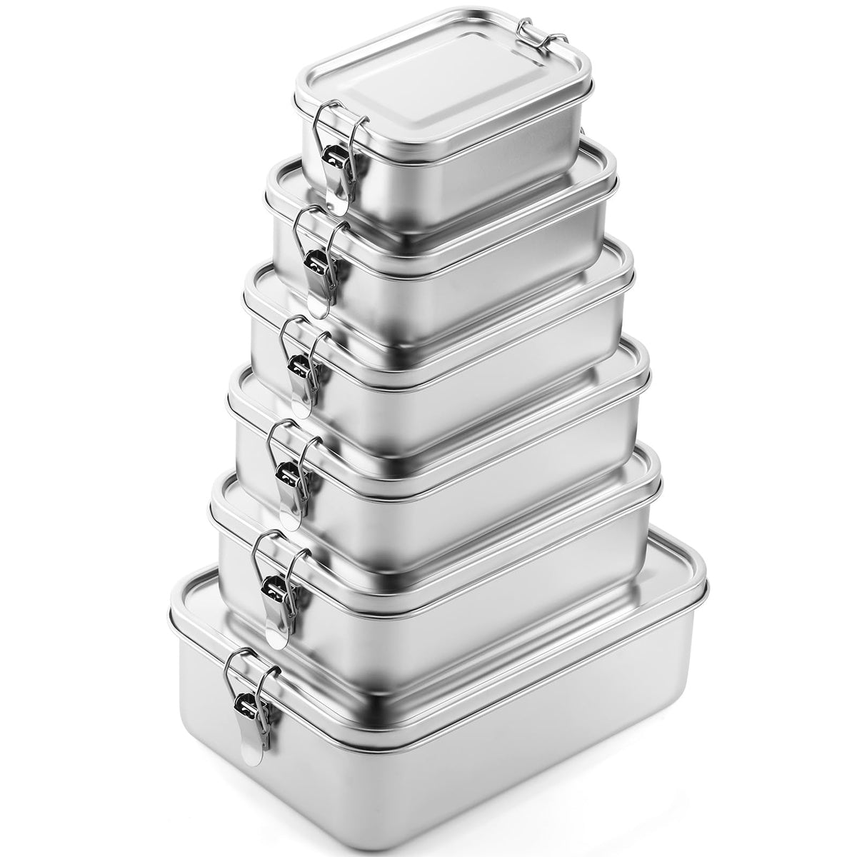 Umigy 4 Pcs Stainless Steel Food Containers Metal Bento Lunch Box Stainless Steel Food Storage Containers, Lockable Clips to Leak Proof, Reusable Dishwasher Snack Boxes for Work (550ml)
