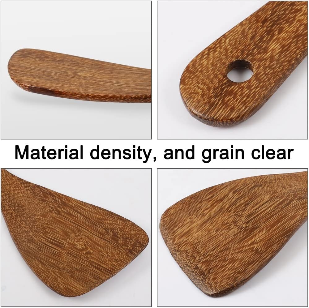 PAMISO 2 PCS Rice Paddle, 8 Inch Natural Wood Rice Spoon Paddle Kitchen Spatula Potato Server