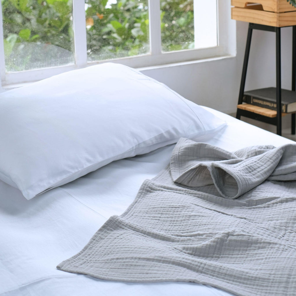 Salt Earth 100% Cotton Muslin Blanket, Gauze Blanket 55"X75" Twin, 6 Layered for Couch, Bed, Living Room, Home, Lightweight & All Season Blankets & Throws, Easy wash, Skin Friendly (Dress Blue/Print)
