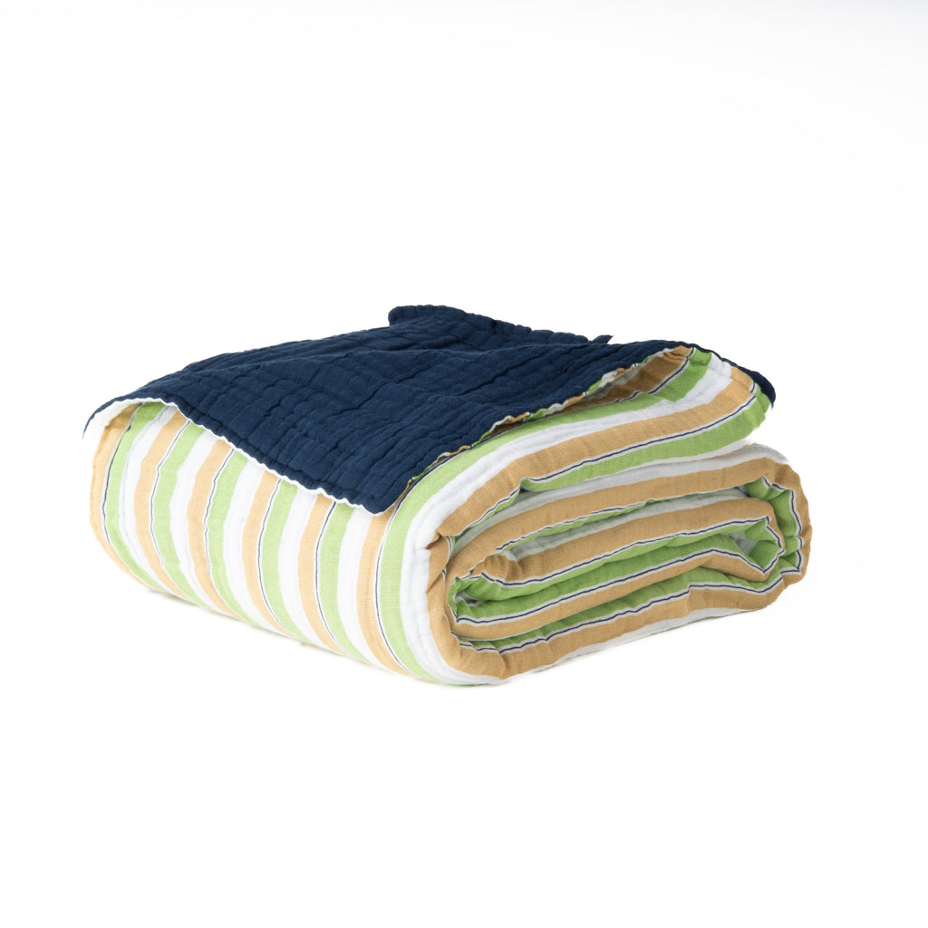 Salt Earth 100% Cotton Muslin Blanket, Gauze Blanket 55"X75" Twin, 6 Layered for Couch, Bed, Living Room, Home, Lightweight & All Season Blankets & Throws, Easy wash, Skin Friendly (Dress Blue/Print)