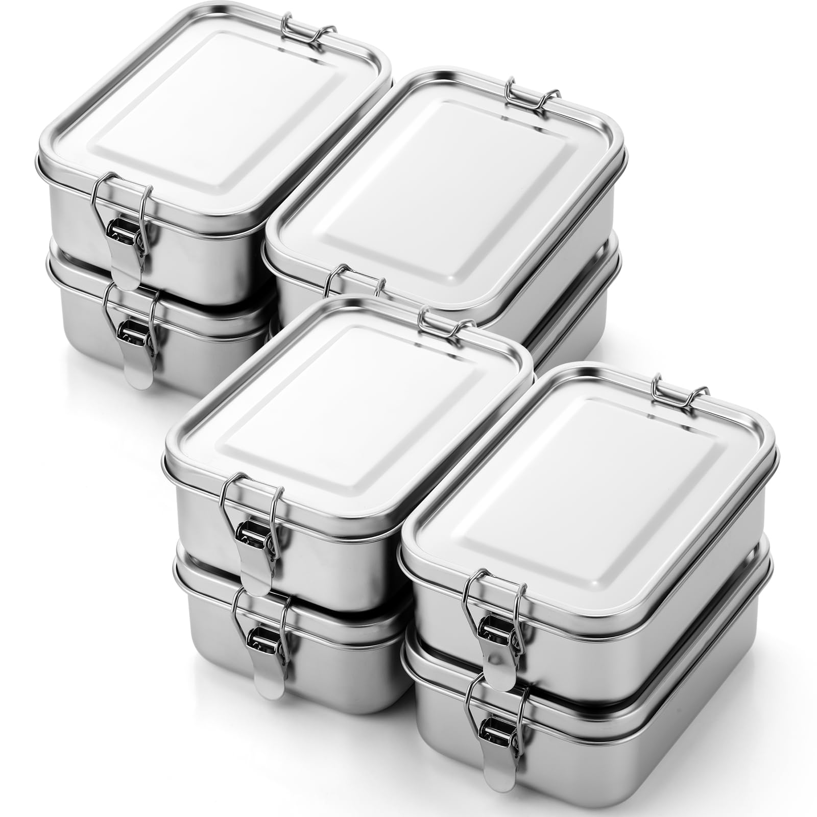 Umigy 4 Pcs Stainless Steel Food Containers Metal Bento Lunch Box Stainless Steel Food Storage Containers, Lockable Clips to Leak Proof, Reusable Dishwasher Snack Boxes for Work (550ml)