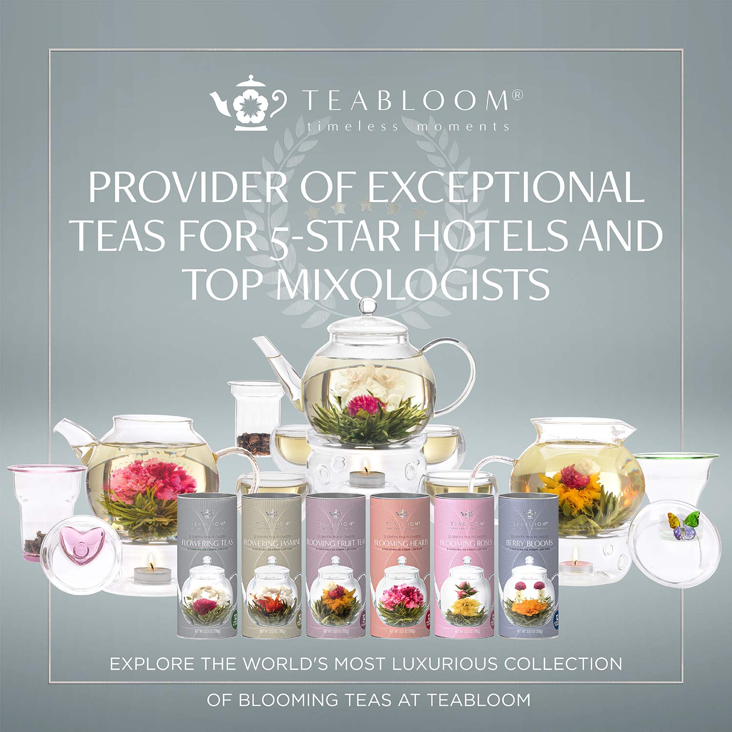 Teabloom Exceptional Loose Leaf Tea Chest, World's Largest Tea Collection with 24 Varieties of USDA Certified Organic Black, Green, White, Oolong, and Herbal Teas