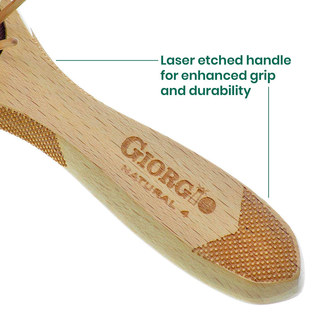Giorgio Eco Friendly Wooden Bristle Hairbrush - Large Detangling Brush and Hair Growth Brush for Thick or Long Hair - Oval Paddle Hair Brush Made with Anti Static Beechwood, Silicone Massage Cushion