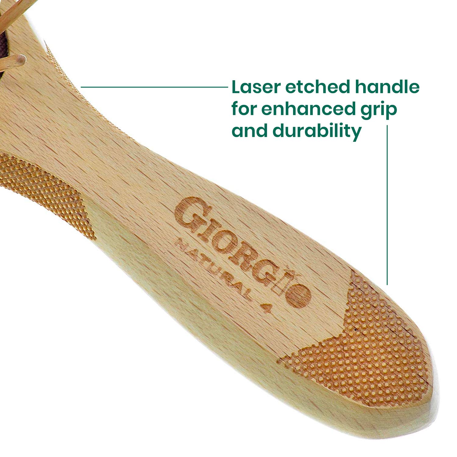 Giorgio Eco Friendly Wooden Bristle Hairbrush - Large Detangling Brush and Hair Growth Brush for Thick or Long Hair - Oval Paddle Hair Brush Made with Anti Static Beechwood, Silicone Massage Cushion