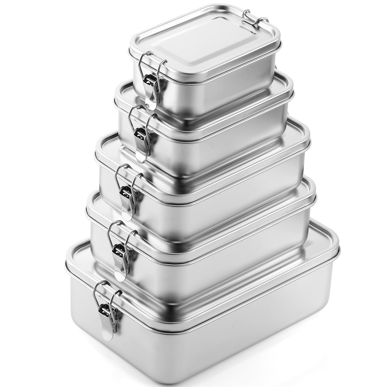 Umigy 4 Pcs Stainless Steel Food Containers Metal Bento Lunch Box Stainless Steel Food Storage Containers, Lockable Clips to Leak Proof, Reusable Dishwasher Snack Boxes for Work (550ml)