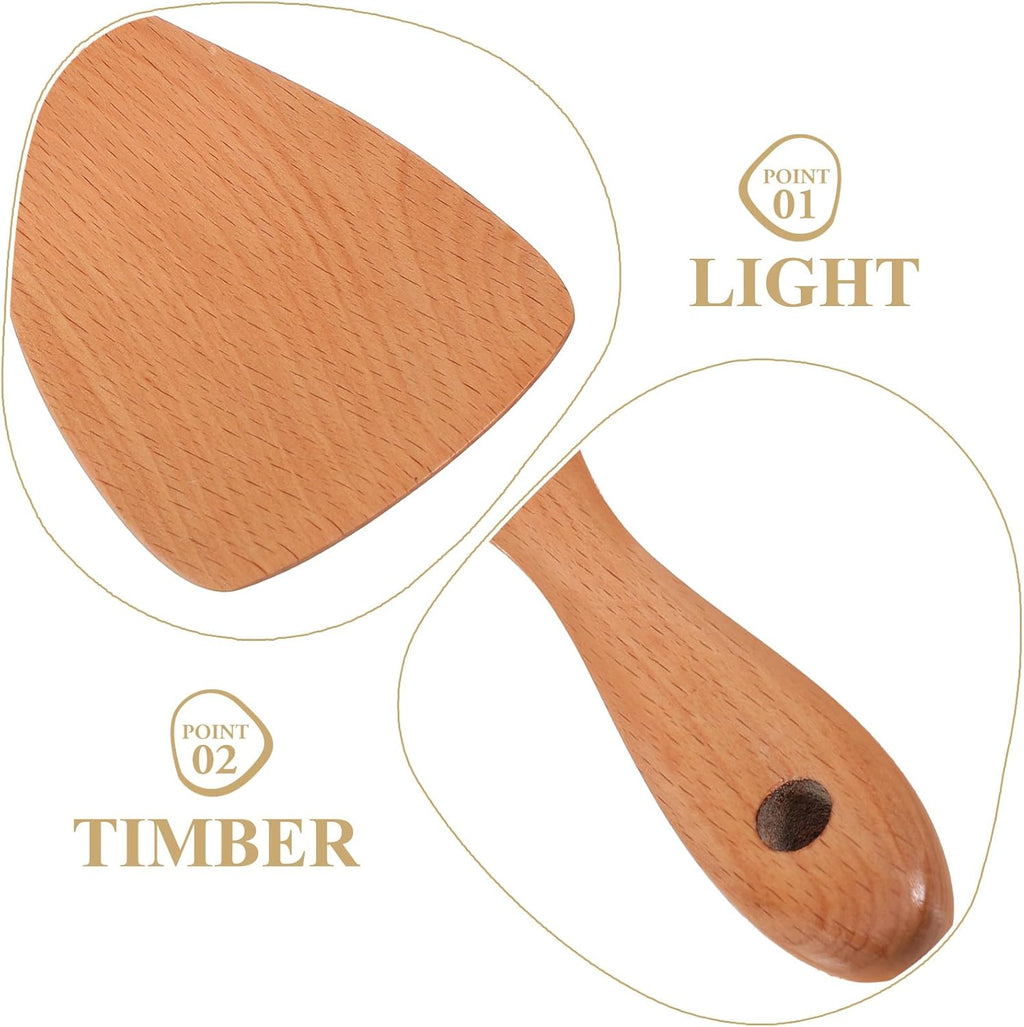 UPKOCH 8.3" Beechwood Rice Paddle - Japanese-Style Non-Scratch Spoon for Rice Cooker & Curry Stirring, Natural Wooden Utensil with Ergonomic Handle