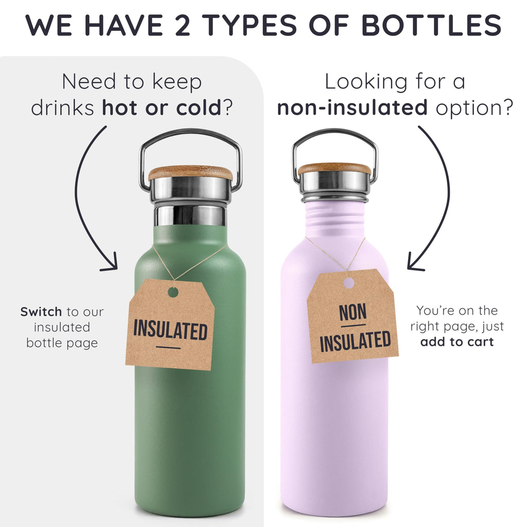 Bambaw Stainless Steel Water Bottles 32 oz, Non-insulated Single Wall Metal Water Bottle Stainless Steel, Reusable & Eco Friendly, Dishwasher Safe – Silver | Non-insulated