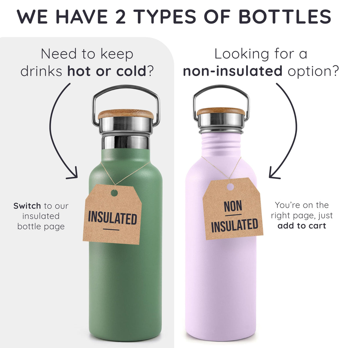 Bambaw Stainless Steel Water Bottles 32 oz, Non-insulated Single Wall Metal Water Bottle Stainless Steel, Reusable & Eco Friendly, Dishwasher Safe – Silver | Non-insulated