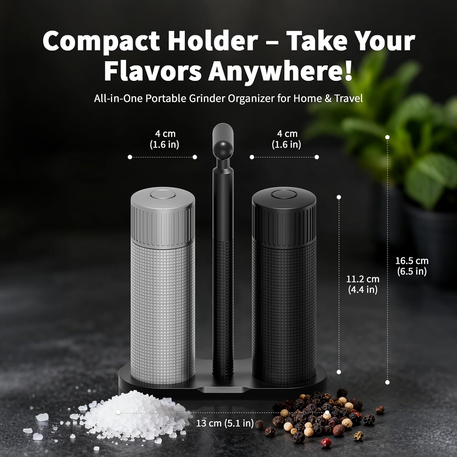 Luvan Professional Salt and Pepper Mill Set, Heavy Duty Aluminum Manual Salt and Pepper Grinder with 12 Adjustable Coarseness, Gift Set for Friends and Family
