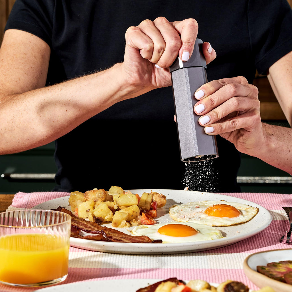 HexClad Salt and Pepper Mill Set with Adjustable Professional Grinders and No-Mess Caps