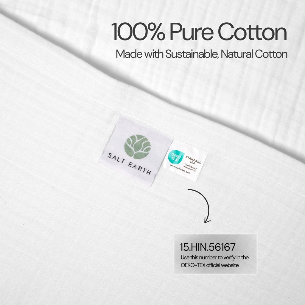 Salt Earth 100% Cotton Muslin Blanket, Gauze Blanket 55"X75" Twin, 6 Layered for Couch, Bed, Living Room, Home, Lightweight & All Season Blankets & Throws, Easy wash, Skin Friendly (Dress Blue/Print)