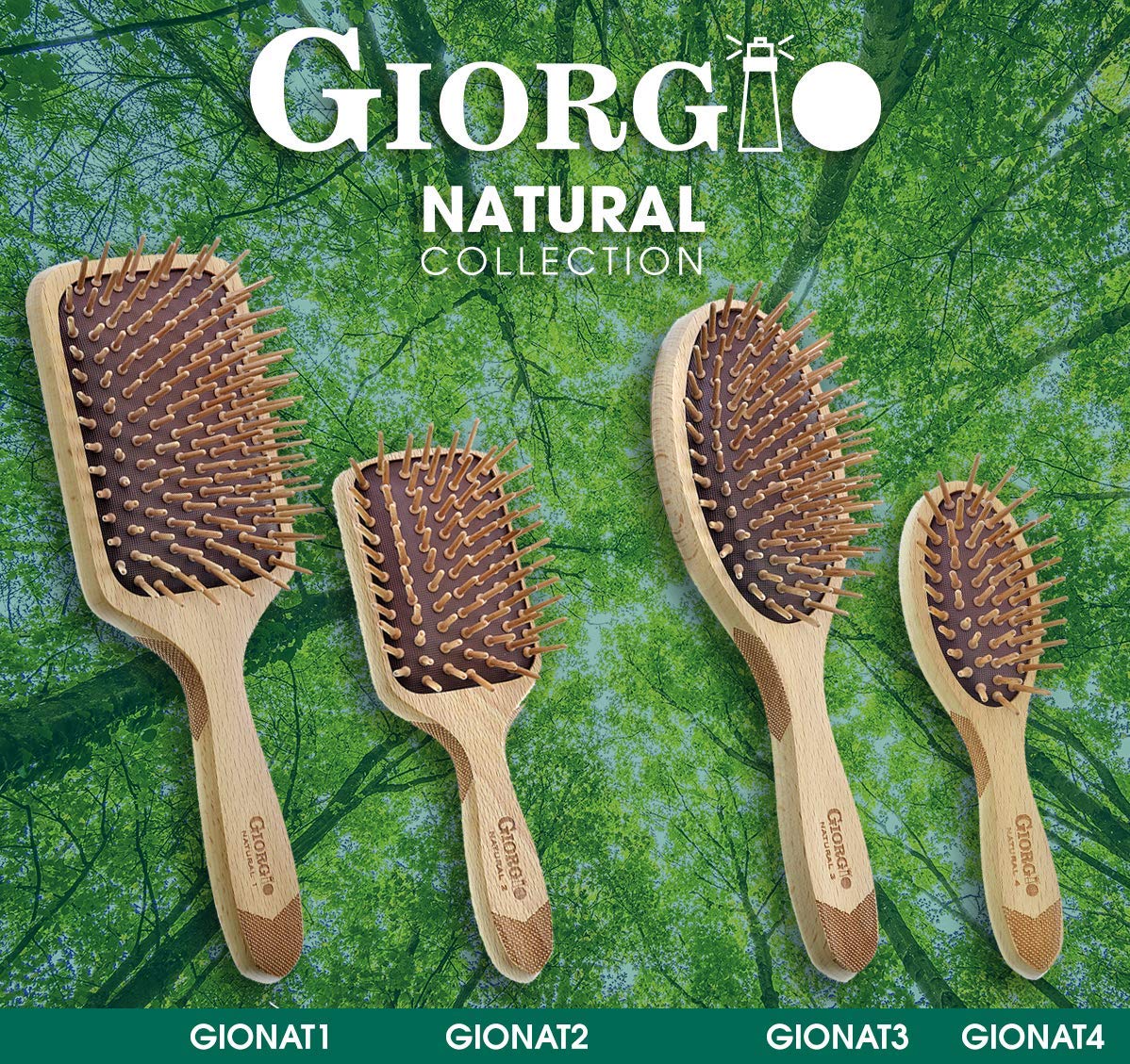 Giorgio Eco Friendly Wooden Bristle Hairbrush - Large Detangling Brush and Hair Growth Brush for Thick or Long Hair - Oval Paddle Hair Brush Made with Anti Static Beechwood, Silicone Massage Cushion