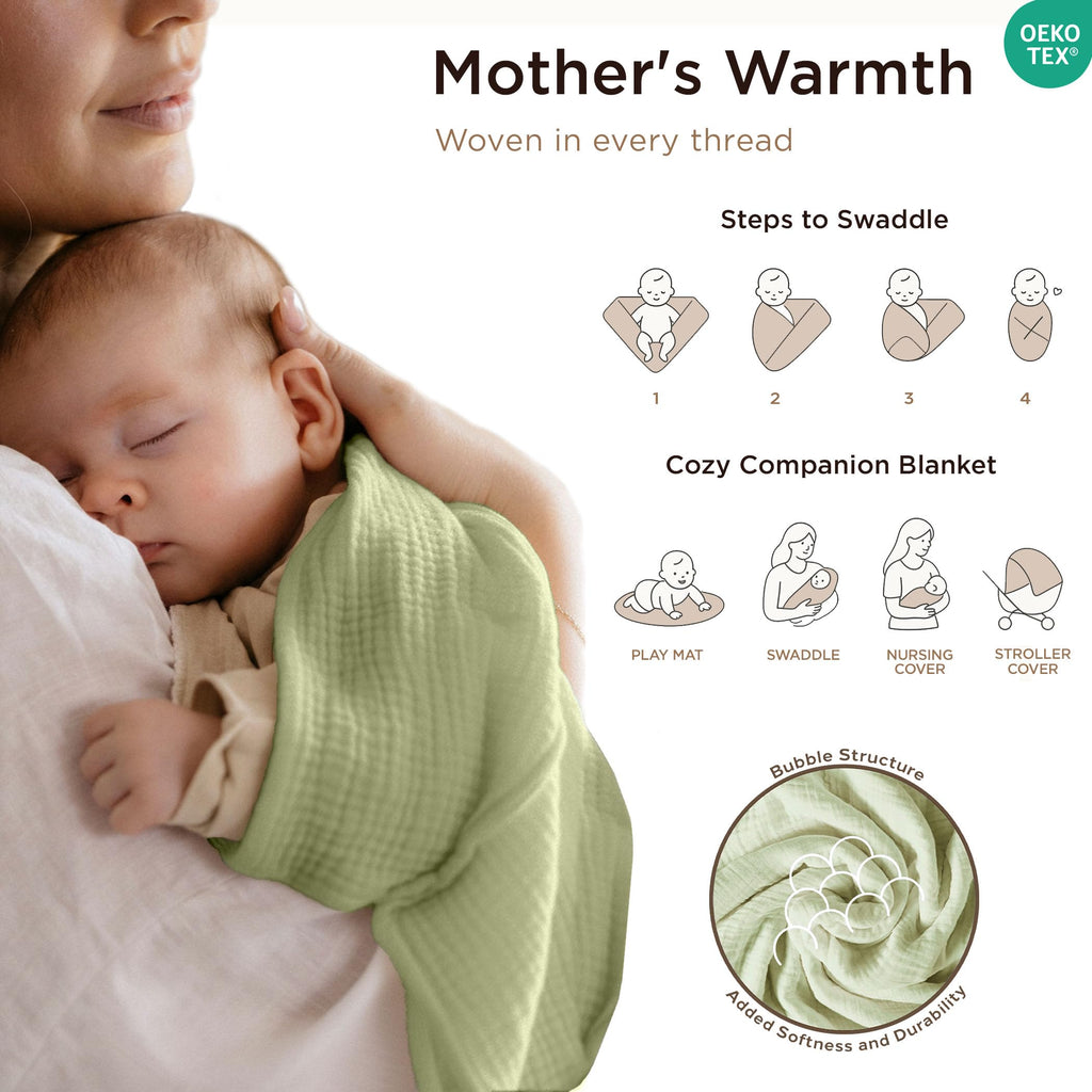 Threadmill Muslin Throw Blanket | 4 Layer 100% Cotton Gauze | Lightweight, Breathable, and Soft All Season Blanket | 50 x 65 Cozy Throw for Sofa, Couch & Bed | Beige