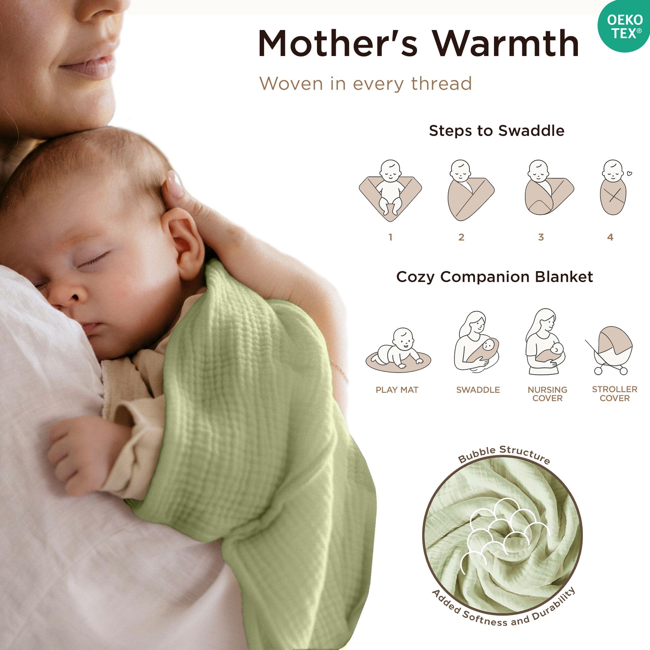 Threadmill Muslin Throw Blanket | 4 Layer 100% Cotton Gauze | Lightweight, Breathable, and Soft All Season Blanket | 50 x 65 Cozy Throw for Sofa, Couch & Bed | Beige