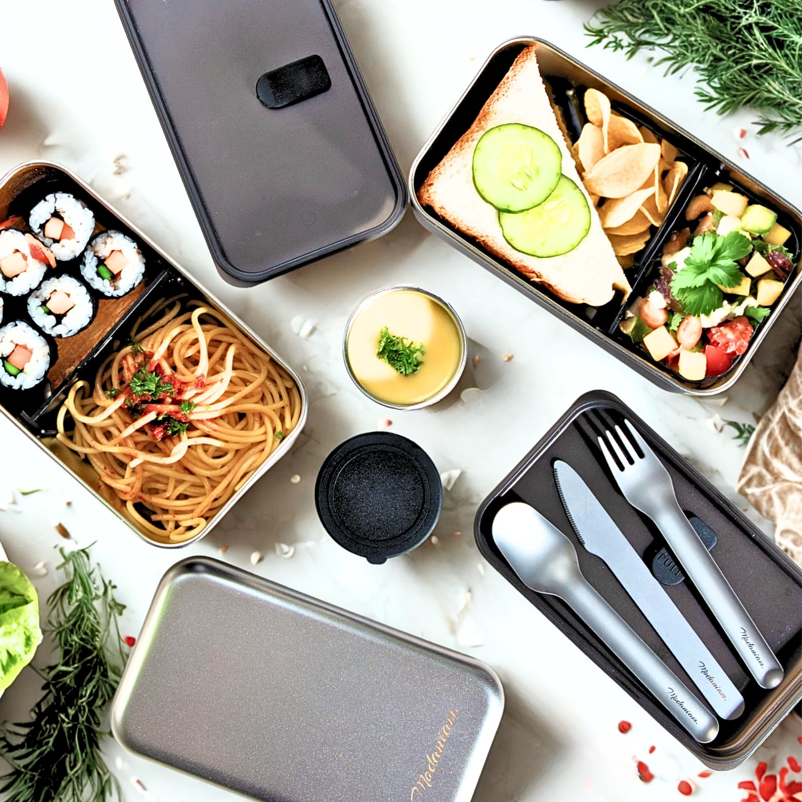 LEAK Proof Stackable Stainless Steel Bento Box Adult |Stainless Steel Lunch Box for adults| Metal Bento box|Japanese Lunch Container |large with compartment| Korean bentobox| Non toxic|Microwave safe