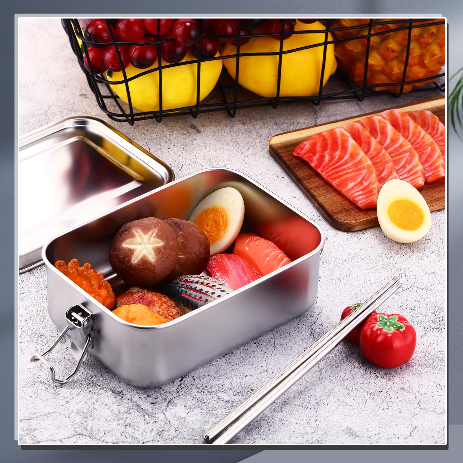 Umigy 4 Pcs Stainless Steel Food Containers Metal Bento Lunch Box Stainless Steel Food Storage Containers, Lockable Clips to Leak Proof, Reusable Dishwasher Snack Boxes for Work (550ml)