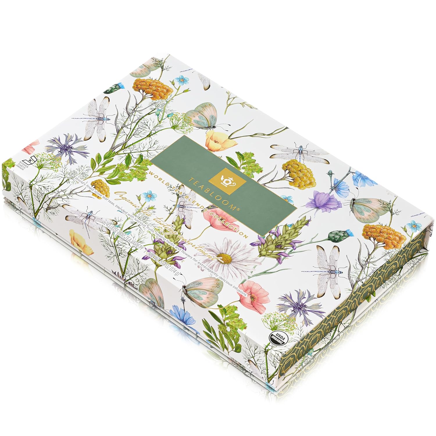 Teabloom Exceptional Loose Leaf Tea Chest, World's Largest Tea Collection with 24 Varieties of USDA Certified Organic Black, Green, White, Oolong, and Herbal Teas