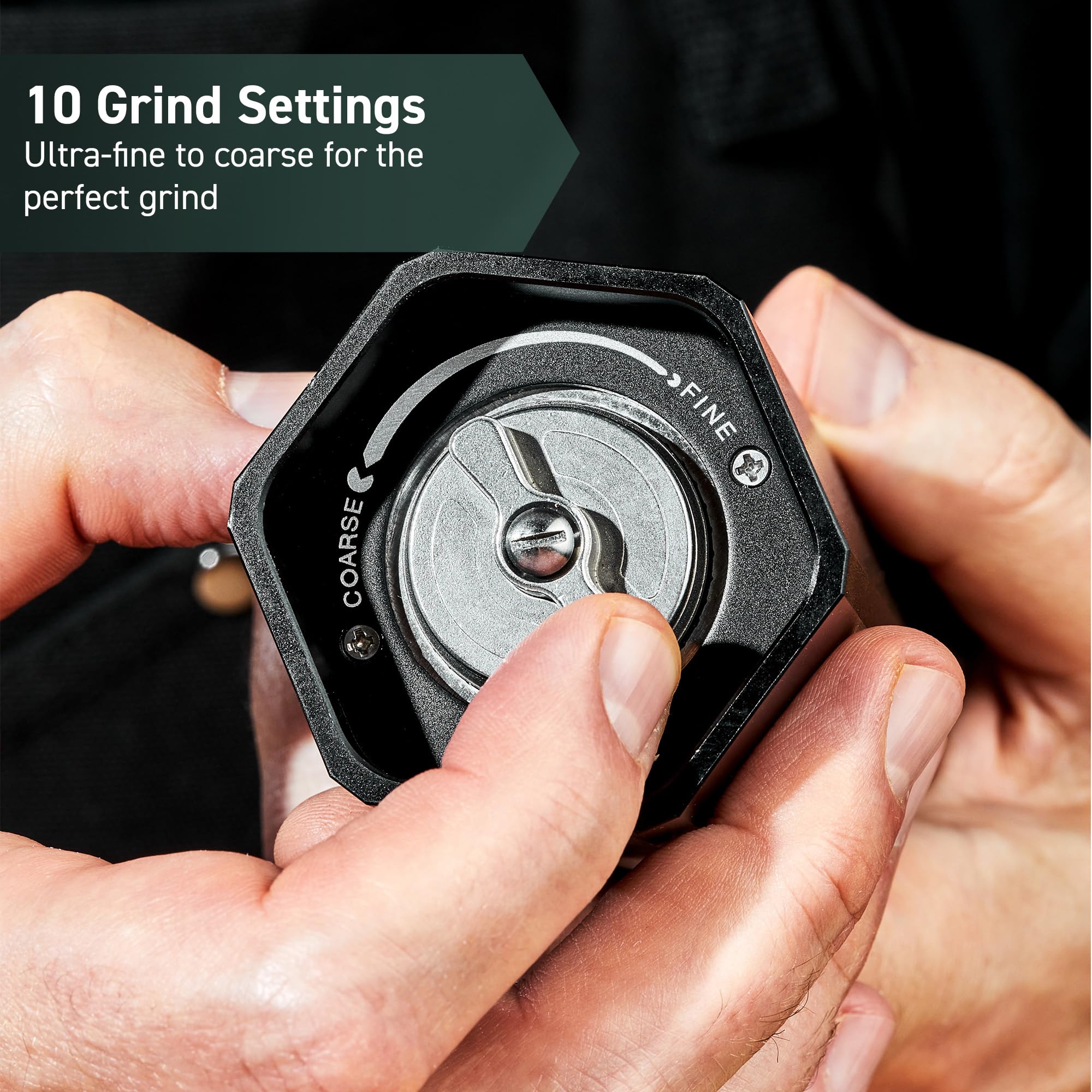 HexClad Salt and Pepper Mill Set with Adjustable Professional Grinders and No-Mess Caps