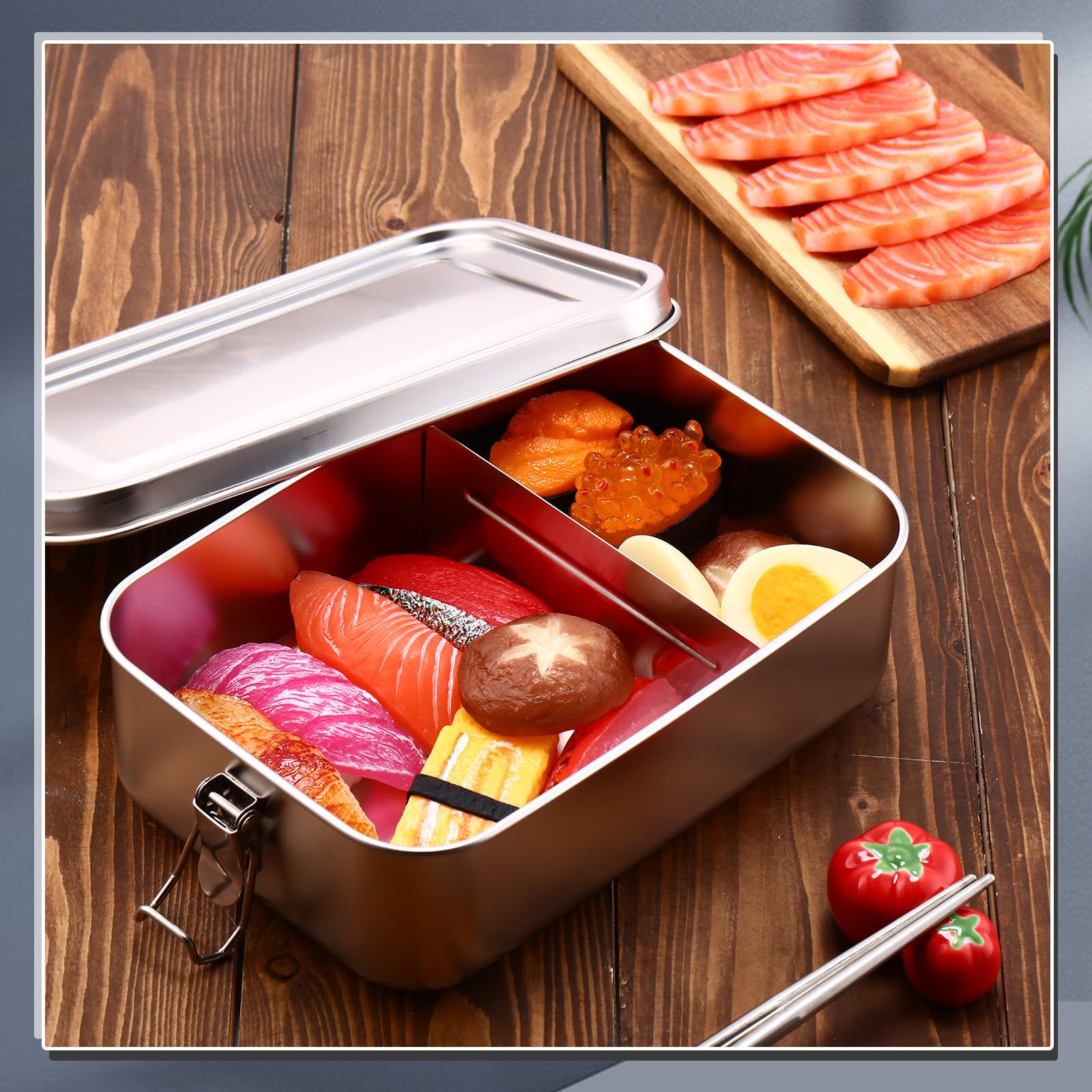 Umigy 4 Pcs Stainless Steel Food Containers Metal Bento Lunch Box Stainless Steel Food Storage Containers, Lockable Clips to Leak Proof, Reusable Dishwasher Snack Boxes for Work (550ml)