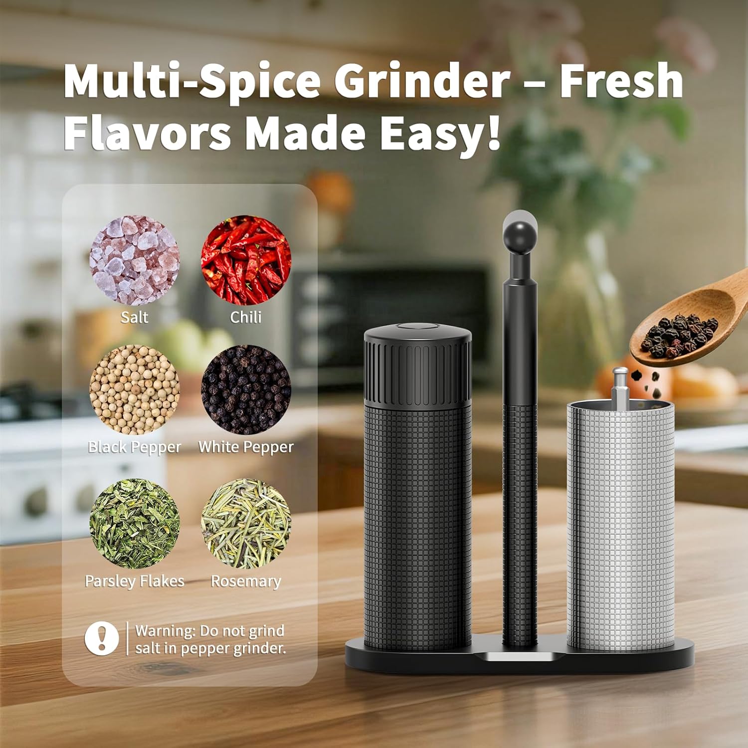 Luvan Professional Salt and Pepper Mill Set, Heavy Duty Aluminum Manual Salt and Pepper Grinder with 12 Adjustable Coarseness, Gift Set for Friends and Family