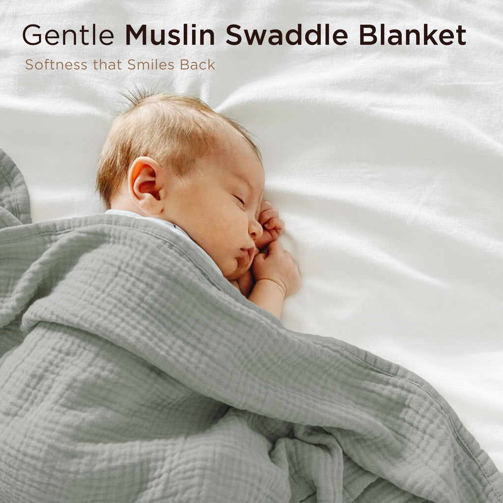 Threadmill Muslin Throw Blanket | 4 Layer 100% Cotton Gauze | Lightweight, Breathable, and Soft All Season Blanket | 50 x 65 Cozy Throw for Sofa, Couch & Bed | Beige
