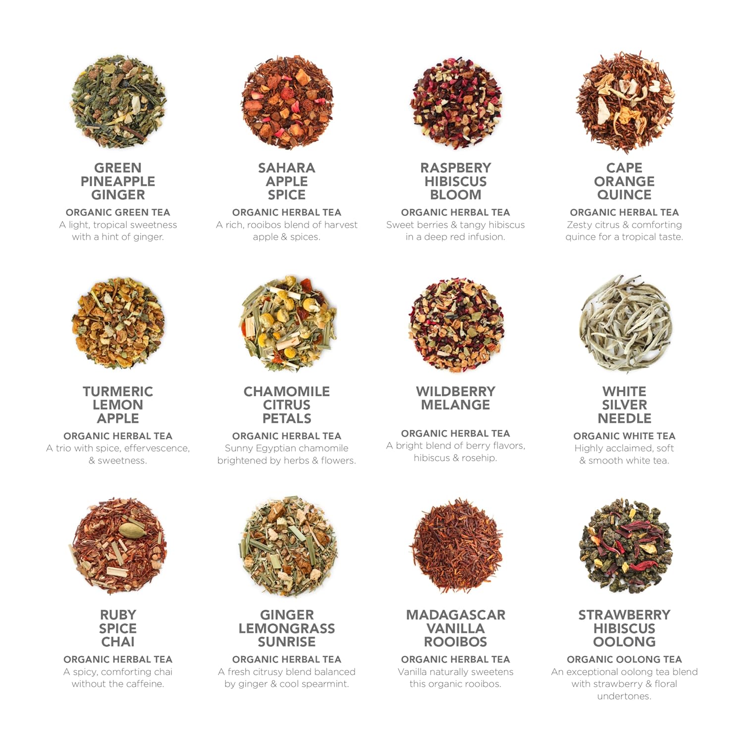 Teabloom Exceptional Loose Leaf Tea Chest, World's Largest Tea Collection with 24 Varieties of USDA Certified Organic Black, Green, White, Oolong, and Herbal Teas