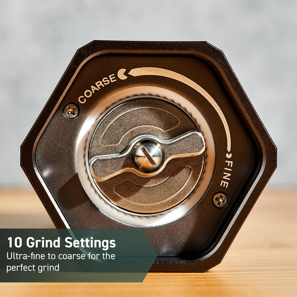 HexClad Salt and Pepper Mill Set with Adjustable Professional Grinders and No-Mess Caps