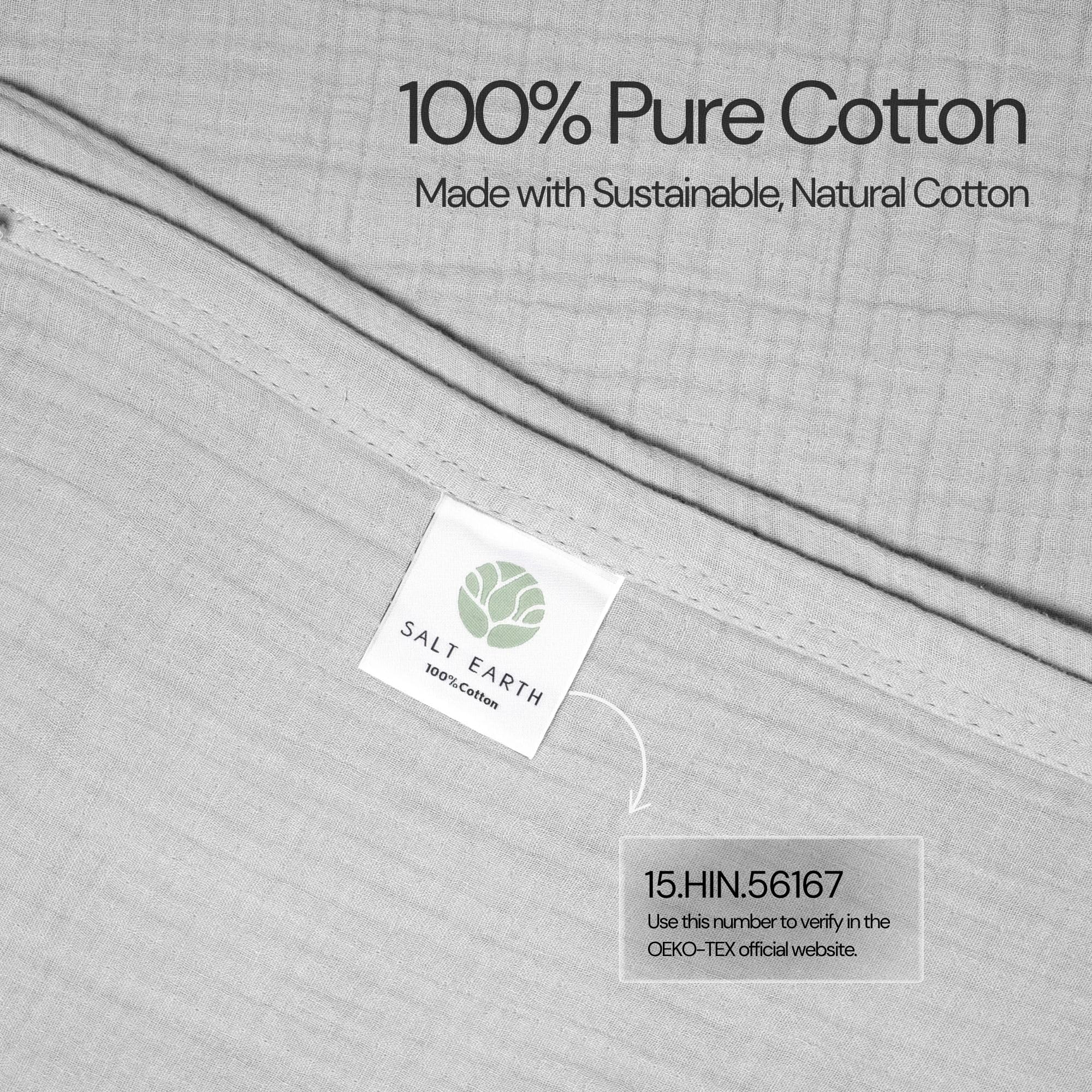 Salt Earth 100% Cotton Muslin Blanket, Gauze Blanket 55"X75" Twin, 6 Layered for Couch, Bed, Living Room, Home, Lightweight & All Season Blankets & Throws, Easy wash, Skin Friendly (Dress Blue/Print)